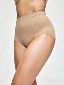 SHAPORA Women's Solid Color High Waist Elastic Shaping Briefs - Apricot - View 4