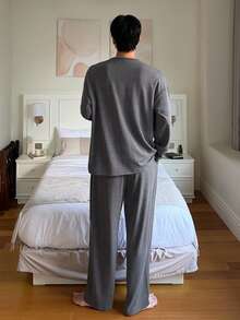DAZY Men's Grey Label Design Loungewear Set, Spring - Grey - View 2