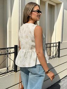 Lounesse 大码女式V领系带休闲宽松衬衫 - 彩色 - 查看 2