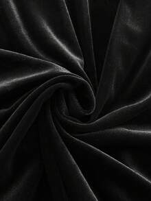 SHEIN PETITE CURVE 大码女士露肩丝绒亮片长袖连衣裙，优雅适合派对和约会 - 黑色 - 查看 7