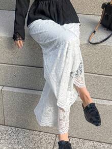 FRIFUL Women's Solid Color Sheer Lace Loose Casual Pants, Suitable For Spring And Summer - Beige - View 7