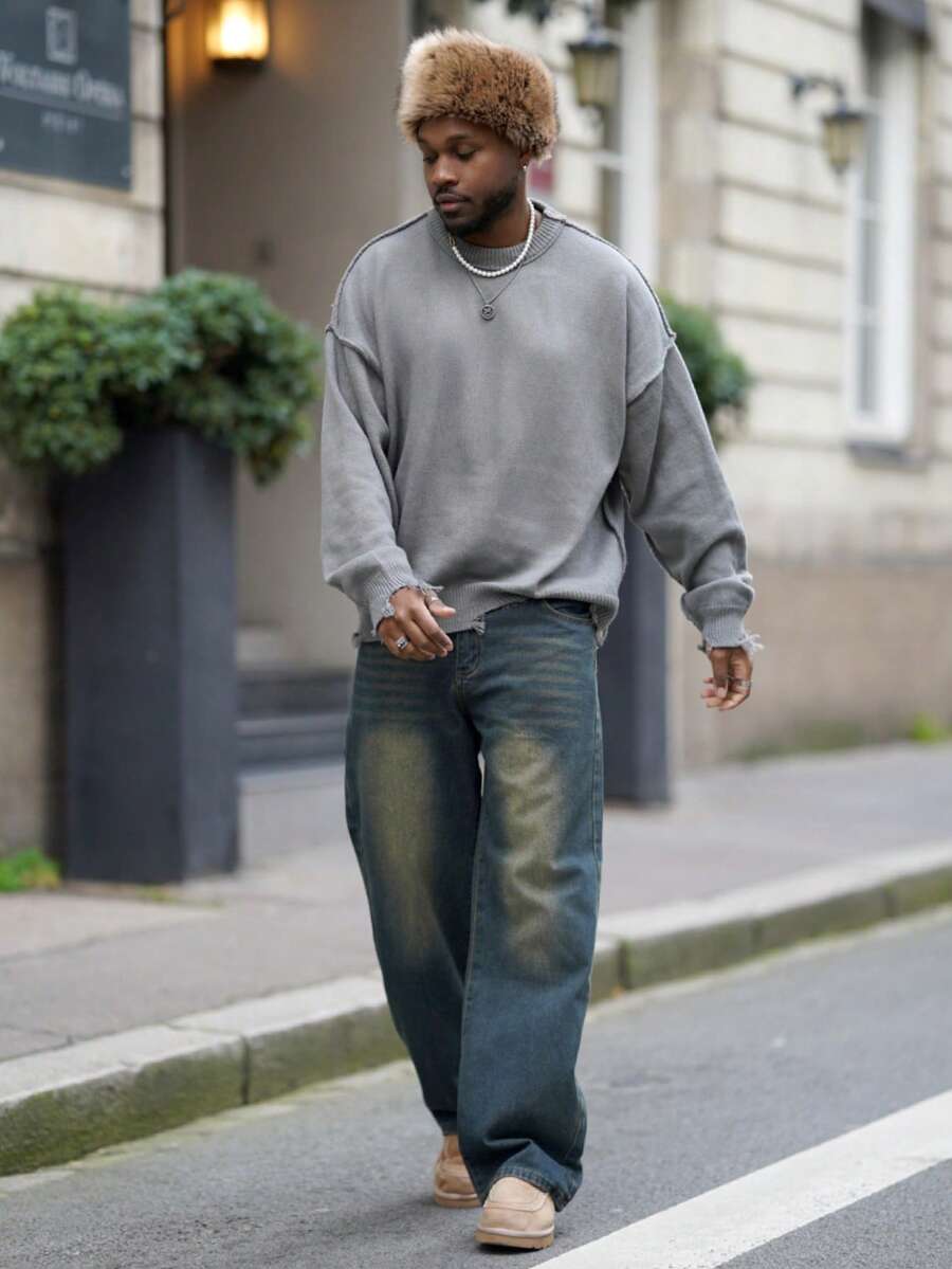 Heavens Edit 男士休闲复古宽松牛仔裤，适合所有季节