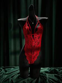 SpicyHot 红色女士性感露背蕾丝连体裤 - 紅色 - 查看 6