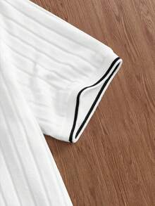 Manfinity Unisex Áo polo nam tay ngắn thêu chữ, kiểu dáng thường ngày, thích hợp đi làm. - trắng - Xem 4