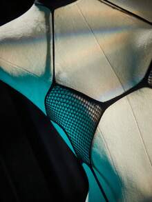 SpicyHot Macacão Sexy e Charmoso de Malha Transparente Preta de Alta Elasticidade Estilo Y2K para Mulheres - Preto - Visão 4