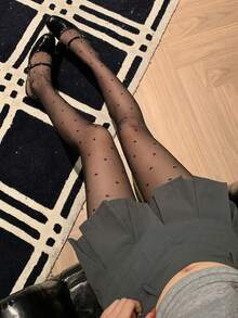 DAZY Fashionable Casual Heart Mesh Women's Leggings - Black - View 11