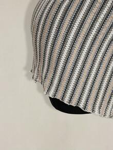 SHEIN ICON Chân váy thời trang nữ kẻ sọc, cạp chun nối liền, vạt bất đối xứng. - Nhiều màu - Xem 8