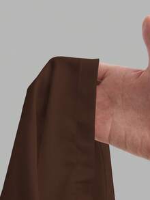 SHEIN Essnce 女士休闲通勤夏季纯色荷叶袖钥匙孔领衬衫 - 咖啡棕 - 查看 7