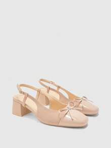 CUCCOO BIZCHIC Sapatos pretos clássicos femininos com tira no calcanhar, ideais para o Natal. - Pó nu - Ver 7