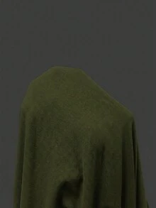 Firerie Camiseta ajustada de cuello en U con volantes de unicolor - Verde militar - Ver 8