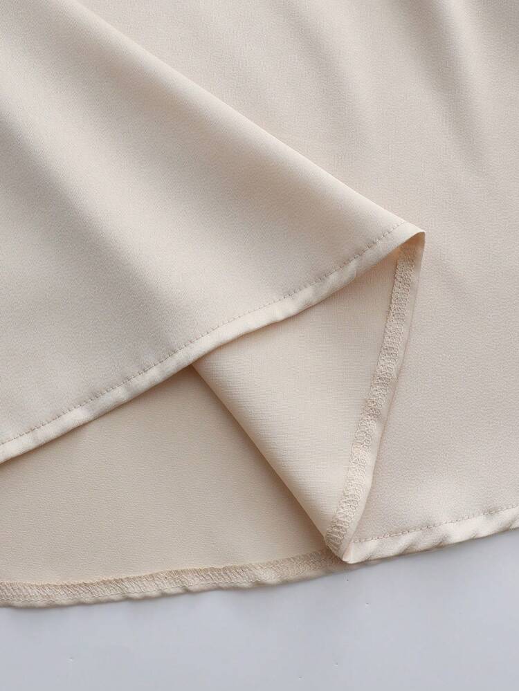 GlowEve CURVE Vestido elegante sin mangas con cuello redondo y decoración de perlas falsas para mujer de talla grande de unicolor - Champán - Añade 5