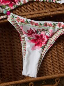 Swim Vcay Bộ bikini hai mảnh dành cho nữ, kiểu dáng thường ngày, thích hợp cho kỳ nghỉ biển, với họa tiết in màu sắc tươi tắn và chất liệu vải mềm mại. - Nhiều màu - Xem 4