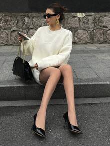 DAZY Women's Fashionable Sexy Lace Leggings - Apricot - View 2