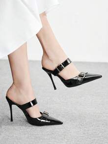 CUCCOO BIZCHIC Women's Pointed Toe Buckle Design Everyday Versatile Fashion High Heels - Black - View 1
