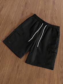 TOKVUE Men's Ins Fashion Street Drawstring Work Shorts, Men's Street Shorts, Cool And Fashionable, Suitable For Daily Wear, Going Out, Meeting Friends, Going To School, Party. Can Be Used As A Gift For Boyfriends, Sons - Black - View 3