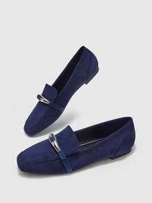 CUCCOO BIZCHIC Sheepskin Leather Vintage Casual Comfortable Slim Buckle Design Loafers For Women Valentine's Day - Blue - View 10