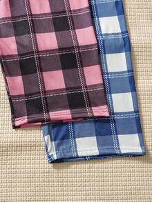 2 piezas/Set Pantalones de estar por casa a cuadros para hombre - Multicolor - Ver 6
