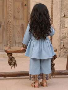 SHEIN Baby Girls Shirt Co-Ords - Green - View 2