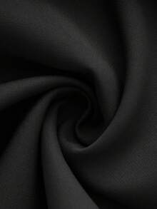 SHEIN PETITE Women's Button Waist Band Straight Loose Casual Dress Pants - Black - View 3