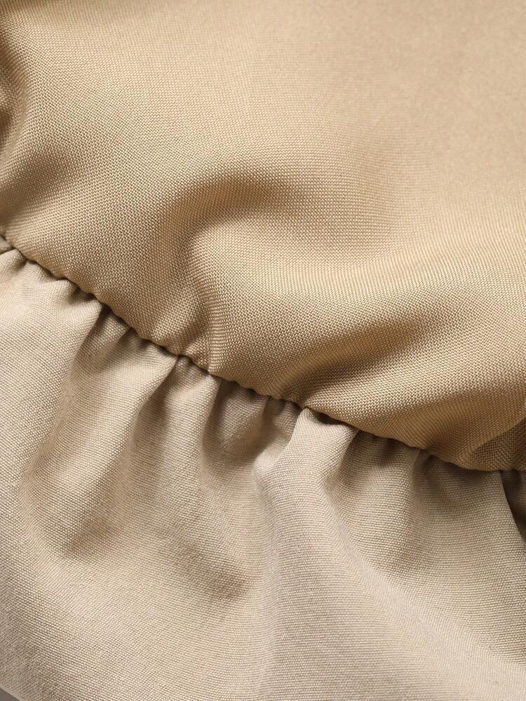 Solid Color Loose Ruffle Hem Casual Shorts For Women, Suitable For Spring/Summer