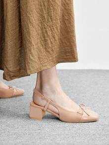 CUCCOO BIZCHIC Sapatos pretos clássicos femininos com tira no calcanhar, ideais para o Natal. - Pó nu - Ver 5