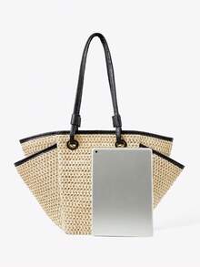 Viva Strut Ladies, Women Tote Bag, Straw Bag, Straw Woven Bag, Large Capacity, Fashionable, Elegant, Simple, Personalized, Versatile, For Beach, Vacation, Holiday, Summer, Seaside, Beach Party(The Bag Does Not Contain Pendants.) - Beige - View 4