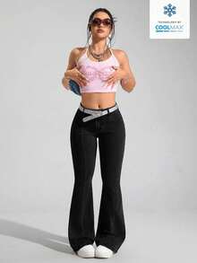 SHEIN PETITE Quần jean denim nữ màu trơn dáng ôm, cạp trung bình, kiểu dáng thường ngày. - màu đen - Xem 3