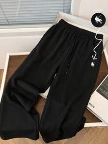 GlowEve Women's Casual Embroidered Sweatpants For Commuting And Street Wear, Summer - Black - View 4