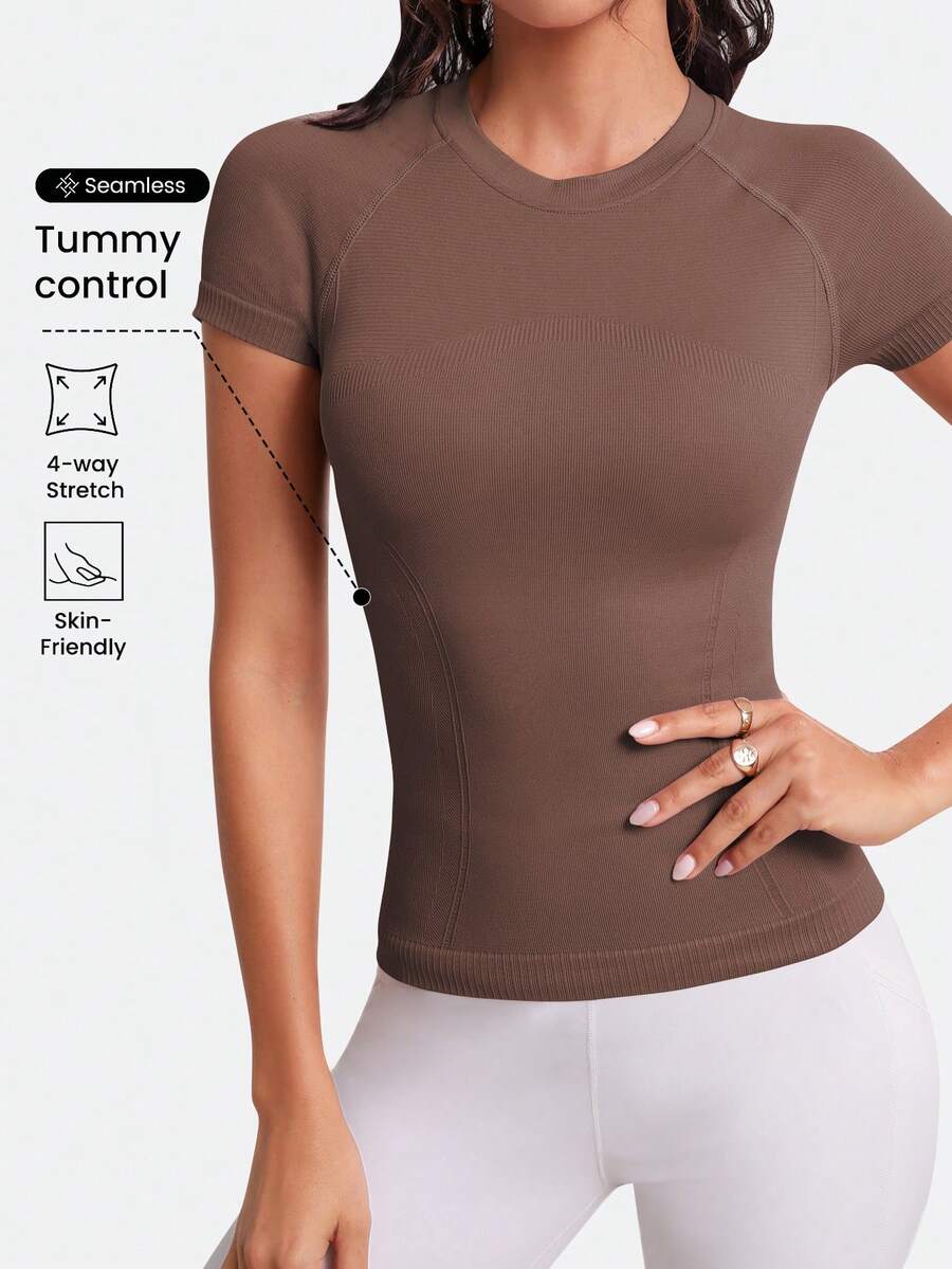 Easithlete Feels Like Skin Softness Cut Out Twist Back Sports Tank Top Fitted Shirt Workout Tank Top Gym Women Shirts - Coffee Brown - View 1