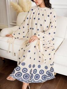 Yasmyna Đầm kiểu Ả Rập dáng rộng tay raglan in hoa dành cho nữ - Nhiều màu - Xem 2