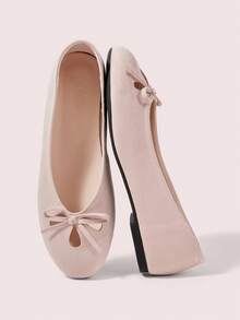 CUCCOO DOLLMOD French Round Toe Soft Sole Hollow Ballet Shoes Women's Fashion Women Wear One Pedal Comfortable Soft Sole Low Vamp Velvet Versatile Flat Sole Shoes Valentine's Day - Dusty Pink - View 2