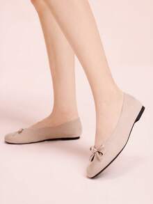 CUCCOO DOLLMOD French Round Toe Soft Sole Hollow Ballet Shoes Women's Fashion Women Wear One Pedal Comfortable Soft Sole Low Vamp Velvet Versatile Flat Sole Shoes Valentine's Day - Dusty Pink - View 5