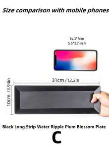 1 件全新哑光密胺托盘，长方形寿司盘，塑料托盘，黑色，适用于茶具、玻璃器皿、糖果、饼干、面包、婚礼、宴会、礼品、生日 - 黑色 - 查看 16