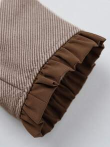 Franclia Đầm cao cấp dành cho nữ trên 25 tuổi, mẫu thu đông 2025, kiểu dáng mới, cổ áo phối nhiều lớp, thắt nơ, túi nắp, thiết kế tay áo xếp ly thanh lịch, cài cúc kim loại, có lớp lót và thoải mái, phù hợp cho mặc hàng ngày, đa năng, đi làm và dự tiệc. - Màu nâu tối - Xem 3