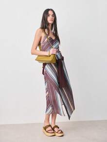 Nöista 蓝棕相间的条纹连衣裙，条纹位置各异，后背配有可调节肩带。适合春季、夏季穿着，也可作为度假装、沙滩度假装。 - 巧克力棕 - 查看 4