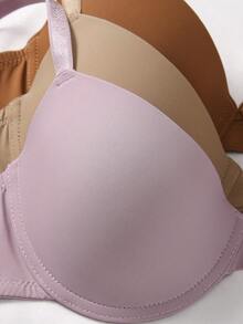 DesireSculpt 5 件装女士无缝纯色无钢圈舒适胸罩 - 彩色 - 查看 4