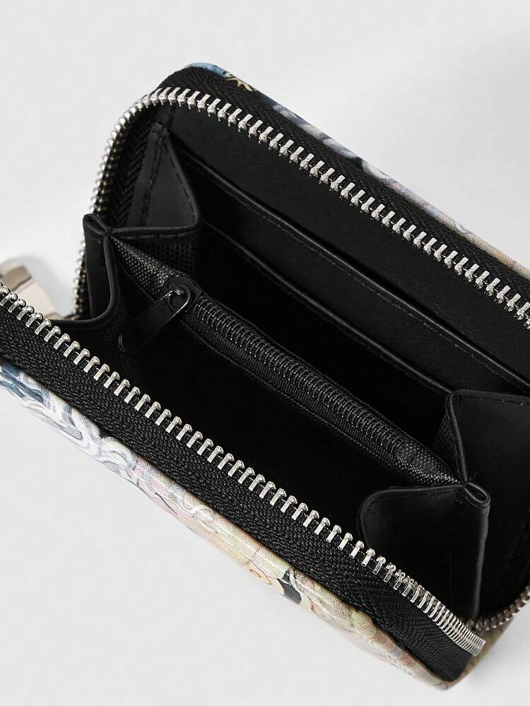 ROMWE Kawaii Sparkly Blue Adorable Cat Short Wallet With Cat Pendant - White-haired Girl - View 6