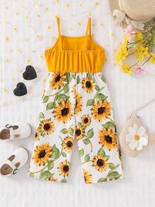 SHEIN 女婴可爱碎花无袖连体衣，夏季 - 彩色 - 查看 2