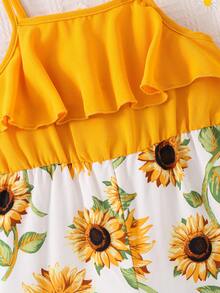 SHEIN 女婴可爱碎花无袖连体衣，夏季 - 彩色 - 查看 3