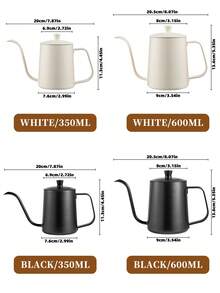 1个304不锈钢手冲咖啡壶，加厚壶身带盖，长嘴鹅颈壶，滴滤咖啡壶，咖啡机配件，厨房油壶，客厅装饰，工艺礼品 - 不鏽鋼咖啡壺 - 查看 9