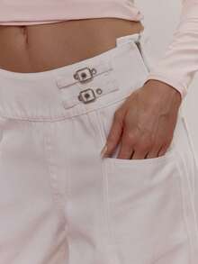 MUSERA Chi tiết cạp quần đôi, đường may xếp ly phía trước, quần ống rộng, dễ thương, nữ tính, gợi cảm, thích hợp mặc đi chơi hàng ngày vào mùa xuân đông. Sugar Swizzle - Màu be - Xem 5