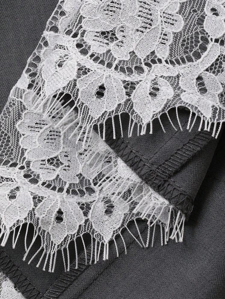 Women's Sweetheart Neck Twist Knot Contrast Lace Short Sleeve Elegant Dress Sundress Summer