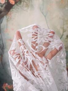 EgrlEra Women's Sexy Lace Deep V-Neck Bodysuit - White - View 13