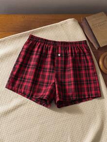 男士舒适休闲格子松紧腰柔软睡裤 - 彩色 - 查看 1