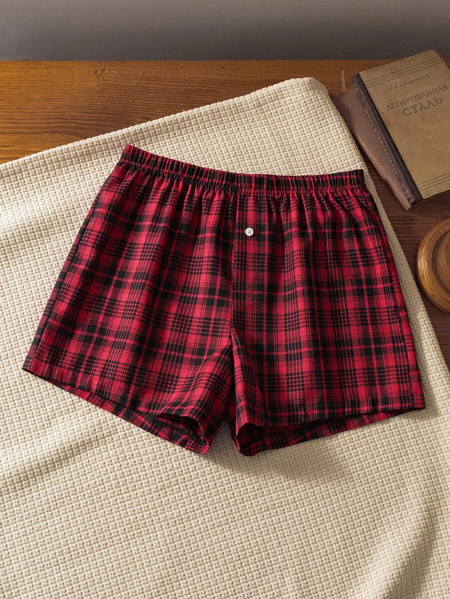 男士舒适休闲格子松紧腰柔软睡裤 - 彩色 - 查看 1