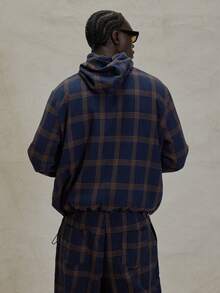 Musero Oversized Checkered Long Sleeve Hoodied Bungee Cord Jacket Flannel Top Winter Essentials - Multicolor - View 3