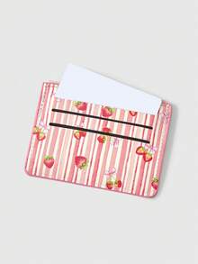 ROMWE Kawaii Pink And White Striped Bow Strawberry Card Pack - Pink white - View 4