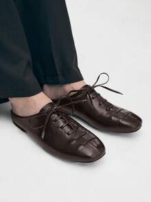 Mnmlis 女士系带休闲平底鞋 - 棕色 - 查看 2