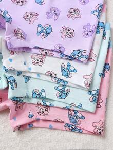 4pcs/Set Girls Cute Rabbit & Heart Print Camisole Top And Briefs Underwear Set, Soft, Suitable For Valentine''s Day, Easter - Multicolor - View 6