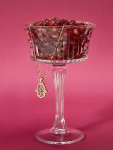 Glisma Eye Detail Hamsa Hand Charm Necklace - Yellow Gold - View 6